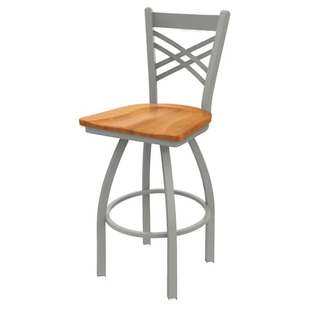 Holland Bar Stool Co 30" Swivel Bar Stool, Nickel Finish, Med Maple Seat 82030ANMedMpl